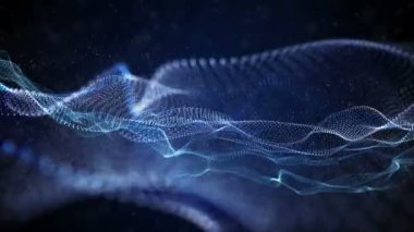 Parçacık dalga nesnesiyle gelecek video animasyonu yavaş çekimde, 4096x2304 döngü 4K