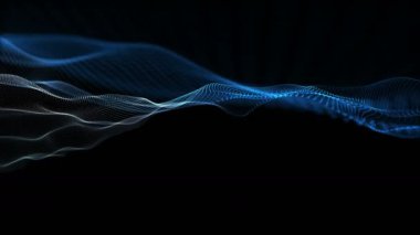 Metin için parçacık dalga nesnesi ve uzayda gelecek video animasyonu, 4096x2304 döngü 4K