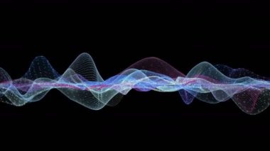 Parçacık dalga nesnesi ile fantastik video animasyonu yavaş çekim ve metin için boşluk, 4096x2304 döngü 4K