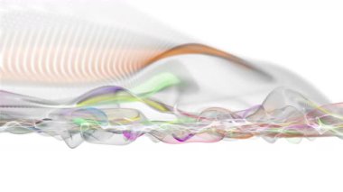 Parçacık dalga nesnesi ile fantastik video animasyonu yavaş çekim ve metin için boşluk, 4096x2304 döngü 4K