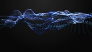 Metin için parçacık dalga nesnesi ve uzayda gelecek video animasyonu, 4096x2304 döngü 4K