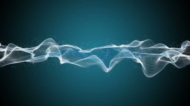 Parçacık dalgası nesnesinin ağır çekimde fantastik video animasyonu, 4096x2304 döngü 4K