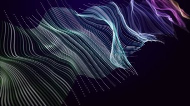 Parçacık dalgası nesnesinin ağır çekimde fantastik video animasyonu, 4096x2304 döngü 4K