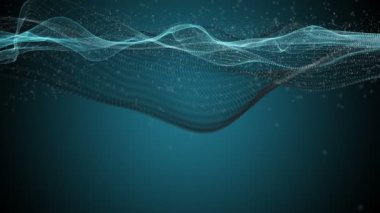 Metin için parçacık dalga nesnesi ve uzayda gelecek video animasyonu, 4096x2304 döngü 4K