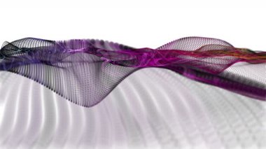 Parçacık dalga nesnesi ile fantastik video animasyonu yavaş çekim ve metin için boşluk, 4096x2304 döngü 4K