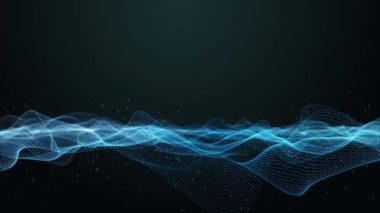 Metin için parçacık dalga nesnesi ve uzayda gelecek video animasyonu, 4096x2304 döngü 4K