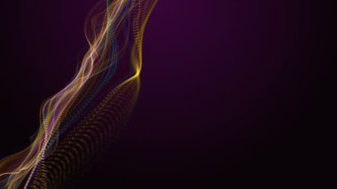 Parçacık dalga nesnesi ile fantastik video animasyonu yavaş çekim ve metin için boşluk, 4096x2304 döngü 4K