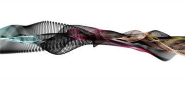 Parçacık dalga nesnesi ile fantastik video animasyonu yavaş çekim ve metin için boşluk, 4096x2304 döngü 4K