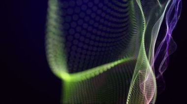 Parçacık dalgası nesnesinin ağır çekimde fantastik video animasyonu, 4096x2304 döngü 4K