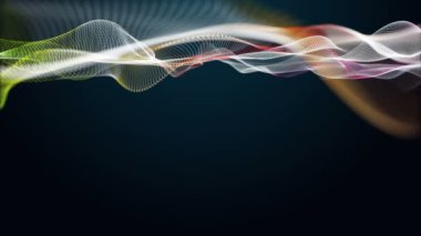 Parçacık dalga nesnesi ile fantastik video animasyonu yavaş çekim ve metin için boşluk, 4096x2304 döngü 4K