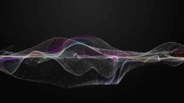 Parçacık dalga nesnesi ile fantastik video animasyonu yavaş çekim ve metin için boşluk, 4096x2304 döngü 4K