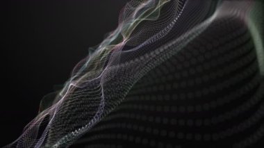 Parçacık dalgası nesnesinin ağır çekimde fantastik video animasyonu, 4096x2304 döngü 4K