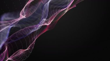 Parçacık dalga nesnesi ile fantastik video animasyonu yavaş çekim ve metin için boşluk, 4096x2304 döngü 4K