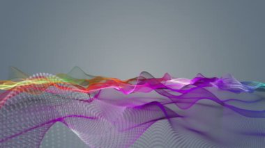 Parçacık dalga nesnesi ile fantastik video animasyonu yavaş çekim ve metin için boşluk, 4096x2304 döngü 4K