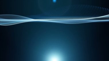 Dalga nesnesi ile gelecek video animasyonu ve yavaş çekimde parlayan ışık, 4096x2304 döngü 4K