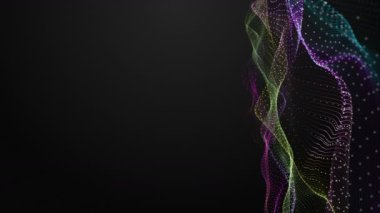 Parçacık dalga nesnesi ile fantastik video animasyonu yavaş çekim ve metin için boşluk, 4096x2304 döngü 4K