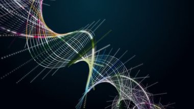 Parçacık çizgili nesne ile gelecek video animasyonu yavaş çekimde, 4096x2304 döngü 4K