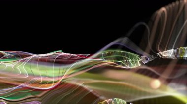 Parçacık dalgası nesnesinin ağır çekimde fantastik video animasyonu, 4096x2304 döngü 4K