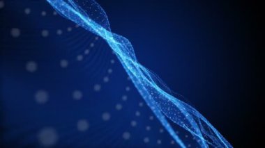 Parçacık dalga nesnesiyle gelecek video animasyonu yavaş çekimde, 4096x2304 döngü 4K