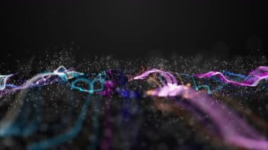 Parçacık dalgası nesnesinin ağır çekimde fantastik video animasyonu, 4096x2304 döngü 4K