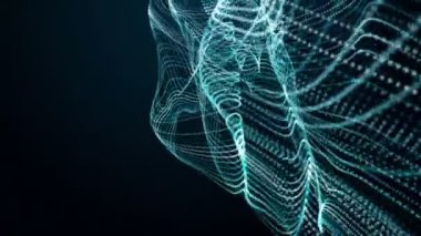 Parçacık dalga nesnesiyle gelecekteki video animasyonu, 4096x2304 döngü 4K