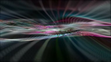 Parçacık dalga nesnesiyle gelecek video animasyonu yavaş çekimde, 4096x2304 döngü 4K