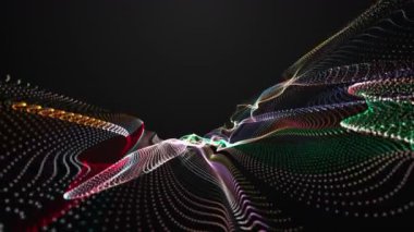 Parçacık dalga nesnesiyle gelecek video animasyonu yavaş çekimde, 4096x2304 döngü 4K