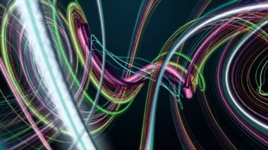 Yavaş çekimde çizgili dalga nesnesi ile fantastik video animasyonu, 4096x2304 döngü 4K