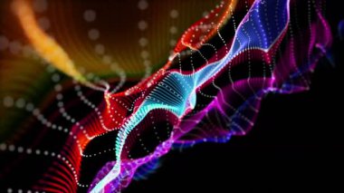 Parçacık dalgası nesnesinin ağır çekimde fantastik video animasyonu, 4096x2304 döngü 4K