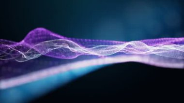 Parçacık dalgası nesnesinin ağır çekimde fantastik video animasyonu, 4096x2304 döngü 4K