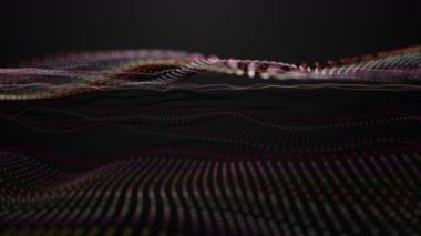 Parçacık dalga nesnesiyle gelecek video animasyonu yavaş çekimde, 4096x2304 döngü 4K