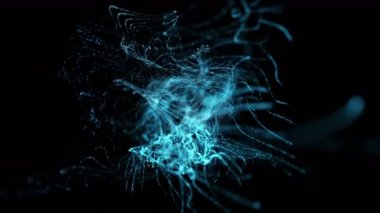 Parçacık dalga nesnesiyle gelecek video animasyonu yavaş çekimde, 4096x2304 döngü 4K