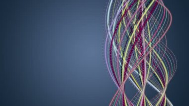 Yavaş çekimde şerit dalga nesnesi ve metin için uzay ile fantastik video animasyonu, 4096x2304 döngü 4K