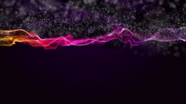 Parçacık dalga nesnesi ile fantastik video animasyonu yavaş çekim ve metin için boşluk, 4096x2304 döngü 4K