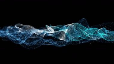 Parçacık dalga nesnesiyle gelecek video animasyonu yavaş çekimde, 4096x2304 döngü 4K