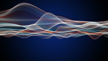 Parçacık dalga nesnesi ile fantastik video animasyonu yavaş çekim ve metin için boşluk, 4096x2304 döngü 4K