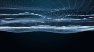 Metin için parçacık dalga nesnesi ve uzayda gelecek video animasyonu, 4096x2304 döngü 4K