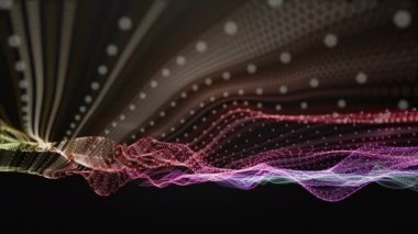 Parçacık dalga nesnesiyle gelecek video animasyonu yavaş çekimde, 4096x2304 döngü 4K