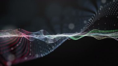 Parçacık dalga nesnesiyle gelecek video animasyonu yavaş çekimde, 4096x2304 döngü 4K