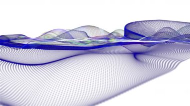 Parçacık dalga nesnesi ile fantastik video animasyonu yavaş çekim ve metin için boşluk, 4096x2304 döngü 4K