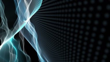 Parçacık dalga nesnesiyle gelecek video animasyonu yavaş çekimde, 4096x2304 döngü 4K