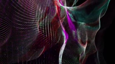 Parçacık dalgası nesnesinin ağır çekimde fantastik video animasyonu, 4096x2304 döngü 4K