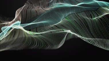 Parçacık dalgası nesnesinin ağır çekimde fantastik video animasyonu, 4096x2304 döngü 4K