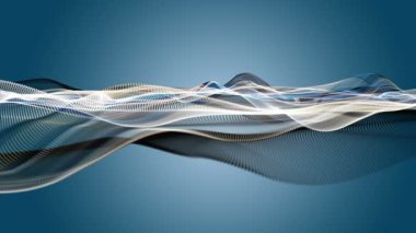 Parçacık dalga nesnesi ile fantastik video animasyonu yavaş çekim ve metin için boşluk, 4096x2304 döngü 4K