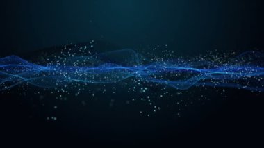 Parçacık dalga nesnesiyle gelecek video animasyonu yavaş çekimde, 4096x2304 döngü 4K