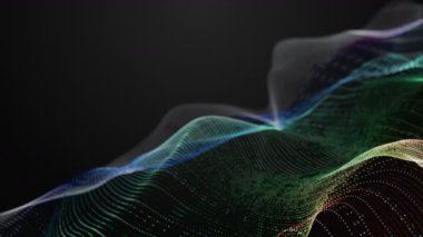 Parçacık dalga nesnesi ile fantastik video animasyonu yavaş çekim ve metin için boşluk, 4096x2304 döngü 4K