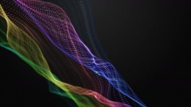 Parçacık dalgası nesnesinin ağır çekimde fantastik video animasyonu, 4096x2304 döngü 4K