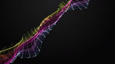 Parçacık dalga nesnesi ile fantastik video animasyonu yavaş çekim ve metin için boşluk, 4096x2304 döngü 4K