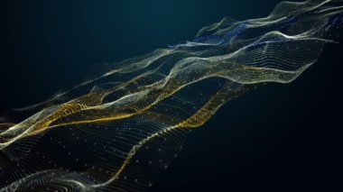 Parçacık dalga nesnesiyle gelecek video animasyonu yavaş çekimde, 4096x2304 döngü 4K