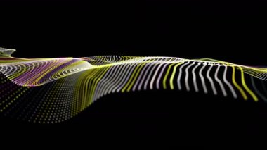 Dalga nesnesi ile gelecek video animasyonu ve yavaş çekimde parlayan ışık, 4096x2304 döngü 4K